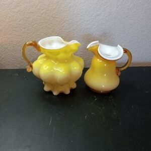 GORGEOUS Pair of Kanawha Cased Glass 4" Miniature Pitchers